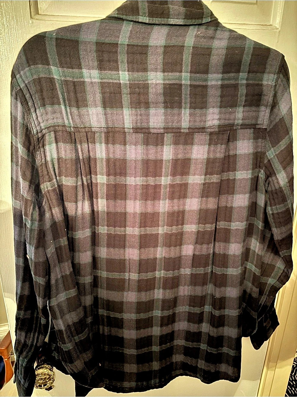 Madewell Green Black Plaid Button - Picture 4 of 4